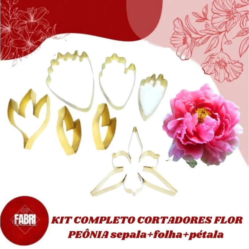 KIT COMPLETO CORTADORES FLOR PEÔNIA