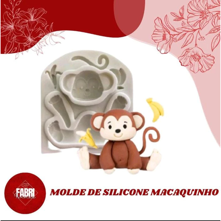 MOLDE DE SILICONE MACACO-SAFARI-MOLDE PARA BISCUIT E CONFEITARIA