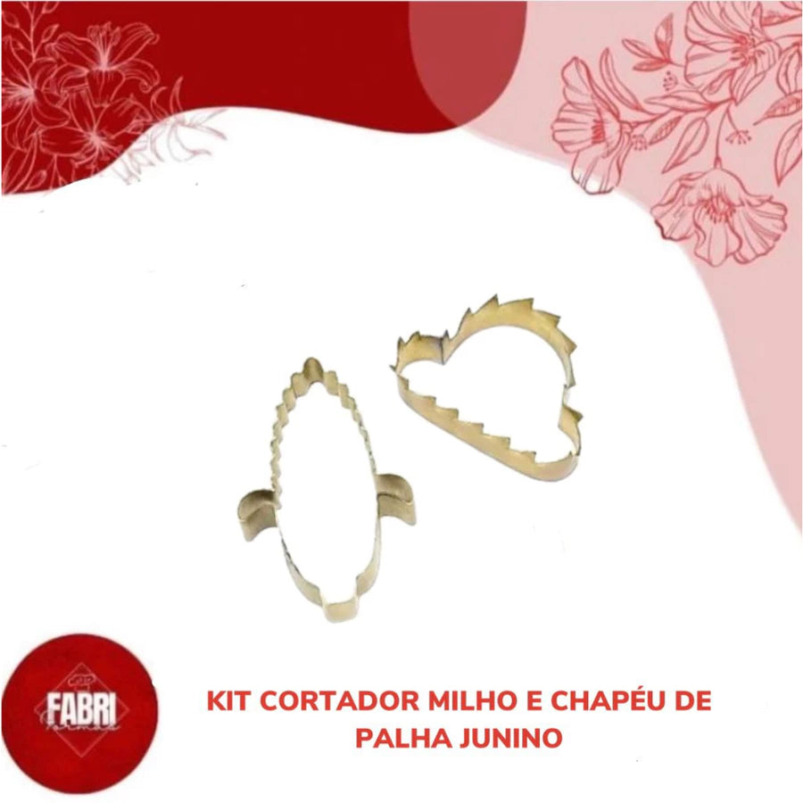 KIT CORTADOR MILHO E CHAPÉU DE PALHA JUNINO