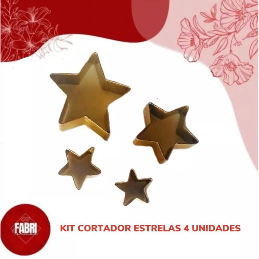 KIT CORTADORES ESTRELAS COM 4 UNIDADES