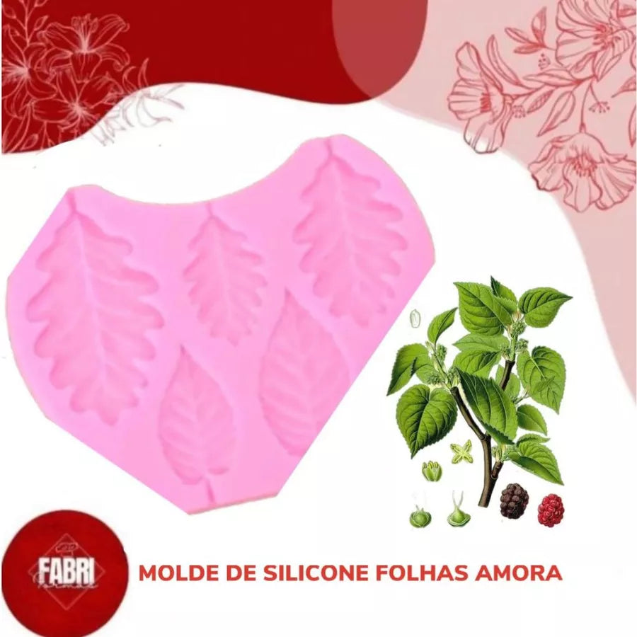 MOLDE DE SILICONE FOLHAS AMORA