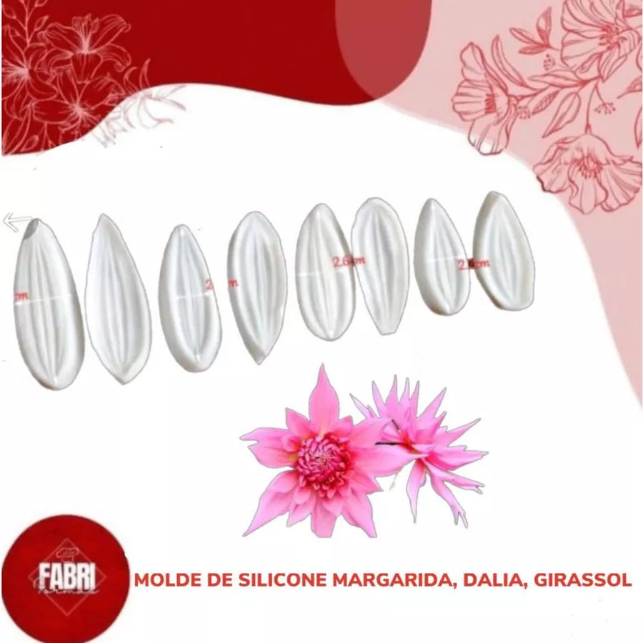MOLDE DE SILICONE MARGARIDA,DALIA E GIRASSOL