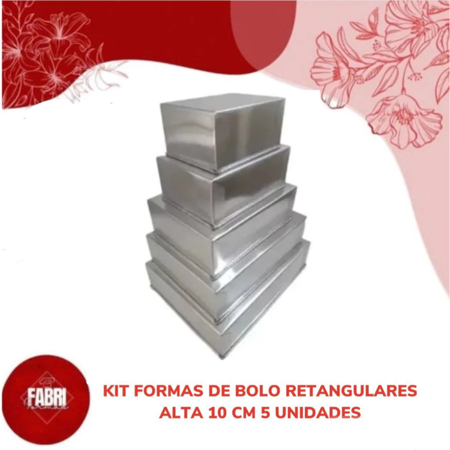 KIT COM 5 FORMAS RETANGULARES COM 10 CM DE ALTURA