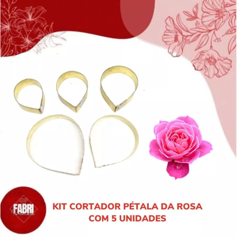 KIT CORTADOR PETALA DA ROSA COM 05 PEÇAS