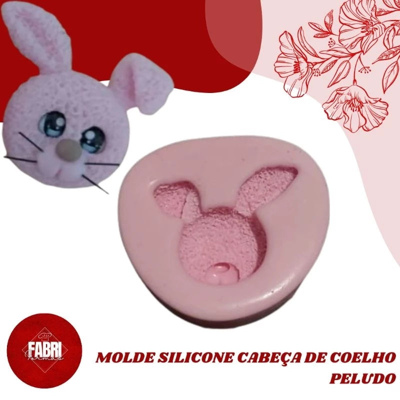MOLDE DE SILICONE CABEÇA DE COELHO PELUDO