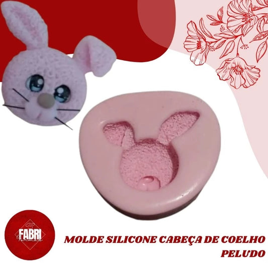MOLDE DE SILICONE CABEÇA DE COELHO PELUDO