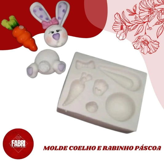 MOLDE DE SILICONE COELHO E RABINHO DA PÁSCOA
