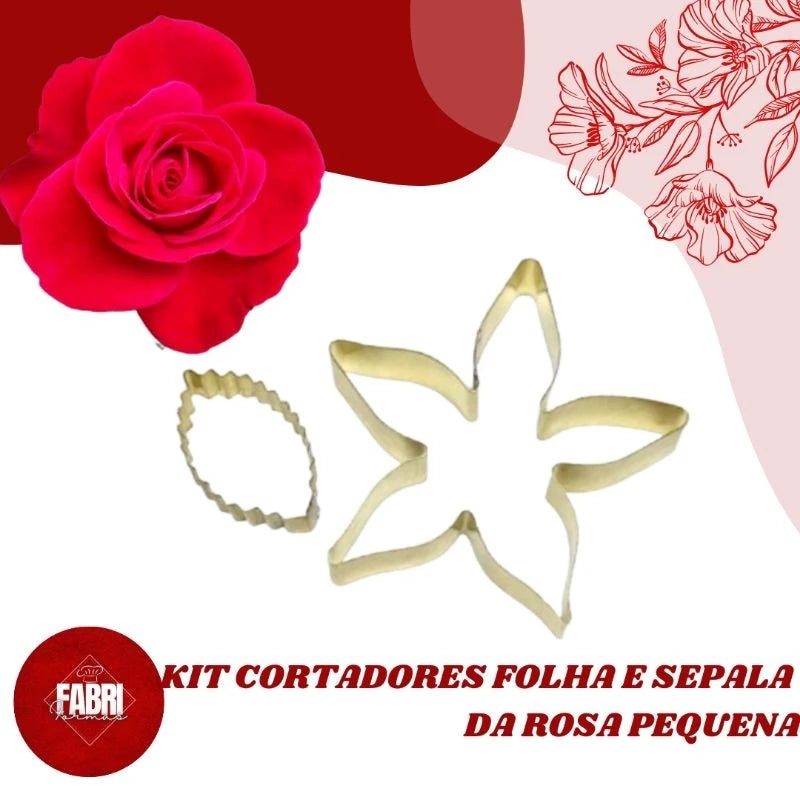KIT CORTADORES FOLHA E SEPALA DA ROSA PEQUENA