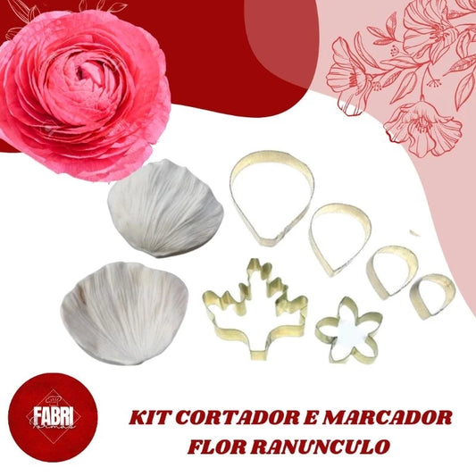 KIT CORTADORES E MARCADORES FLOR RANUNCULO