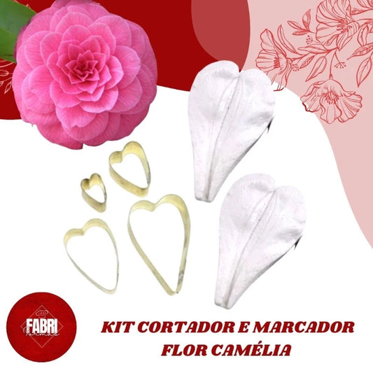 KIT CORTADOR E MARCADOR FLOR CAMÉLIA