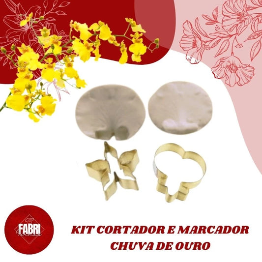 KIT CORTADOR E MARCADOR FLOR CHUVA DE OURO