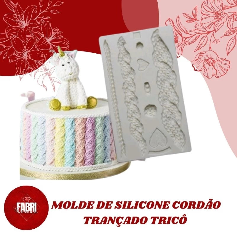 MOLDE DE SILICONE CORDÃO TRANÇADO TRICÔ