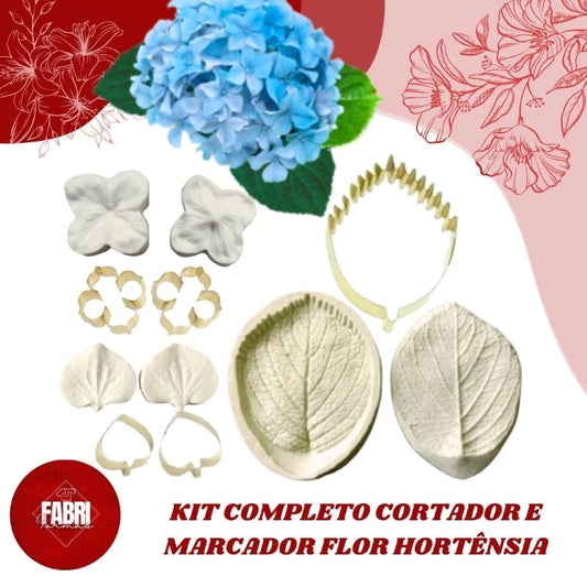 KIT COMPLETO CORTADORES E MARCADORES DA FLOR HORTÊNSIA