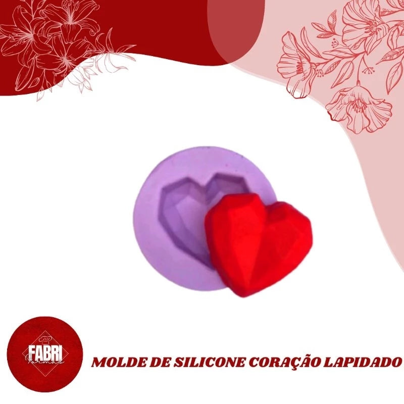 MOLDE DE SILICONE CORAÇÃO LAPIDADO
