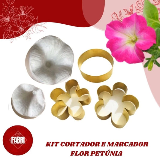 KIT CORTADOR E MARCADOR FLOR PETÚNIA