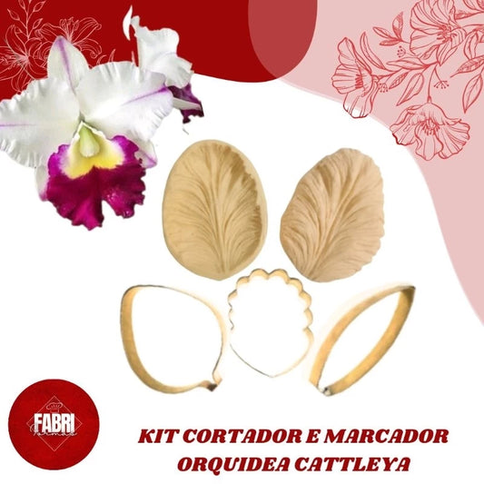 KIT CORTADOR E MARCADOR FLOR ORQUIDEA CATTLEYA