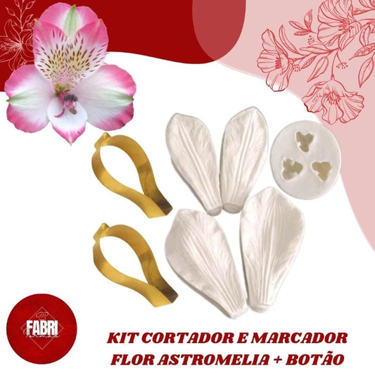 KIT CORTADOR E MARCADOR FLOR ASTROMELIA+BOTÃO