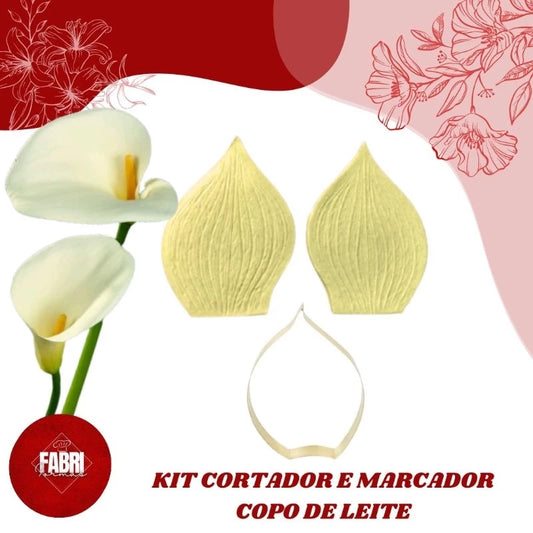 KIT CORTADOR E MARCADOR FLOR COPO DE LEITE GRANDE