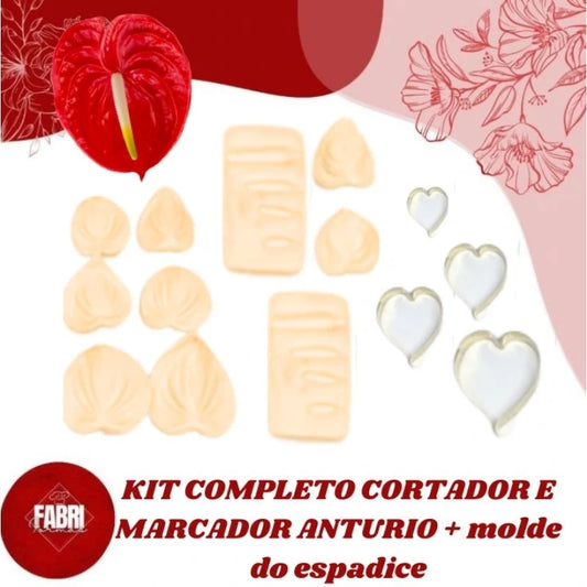 KIT COMPLETO CORTADOR E MARCADOR FLOR ANTURIO + MOLDE DO ESPADICE