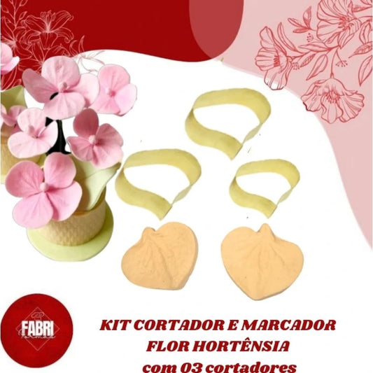 KIT CORTADOR E MARCADOR FLOR HORTÊNSIA (COM 03 CORTADORES)