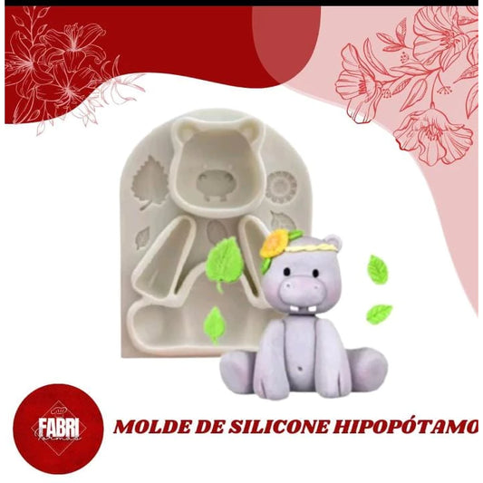 MOLDE DE SILICONE HIPOPÓTAMO-SAFARI-MOLDE PARA BISCUIT E CONFEITARIA
