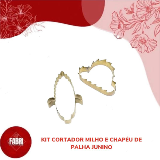 KIT CORTADOR MILHO E CHAPÉU DE PALHA JUNINO