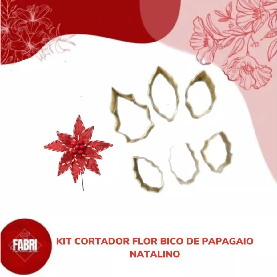 KIT CORTADOR FLOR BICO DE PAPAGAIO NATALINO