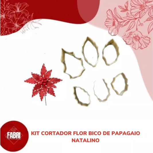 KIT CORTADOR FLOR BICO DE PAPAGAIO NATALINO