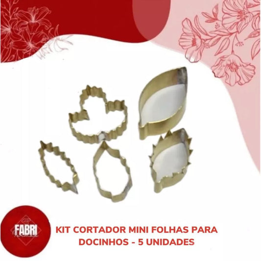 KIT CORTADOR MINI FOLHAS PARA DOCINHOS 5 UNIDADES