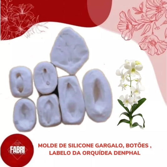 MOLDE DE SILICONE GARGALO,BOTÕES,LABELO DA ORQUIDEA DENPHAL