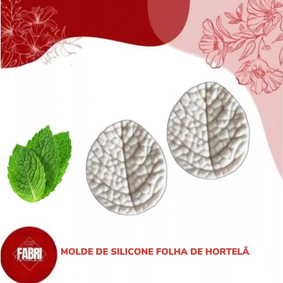 MOLDE DE SILICONE FOLHA DE HORTELÃ