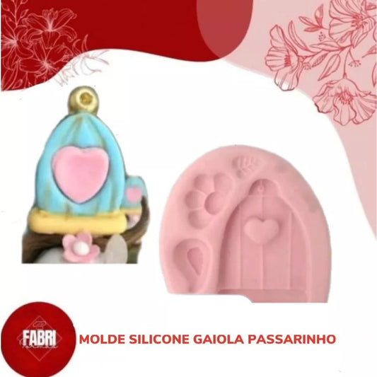 MOLDE DE SILICONE GAIOLA PASSARINHO