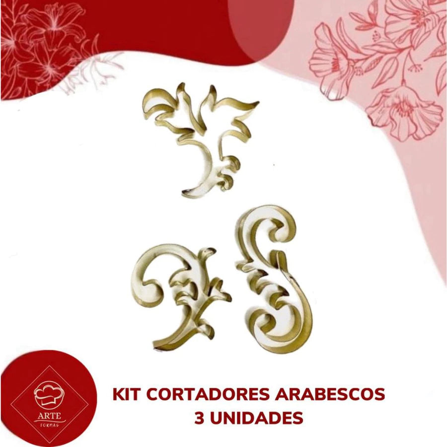 KIT CORTADORES ARABESCOS COM 3 UNIDADES