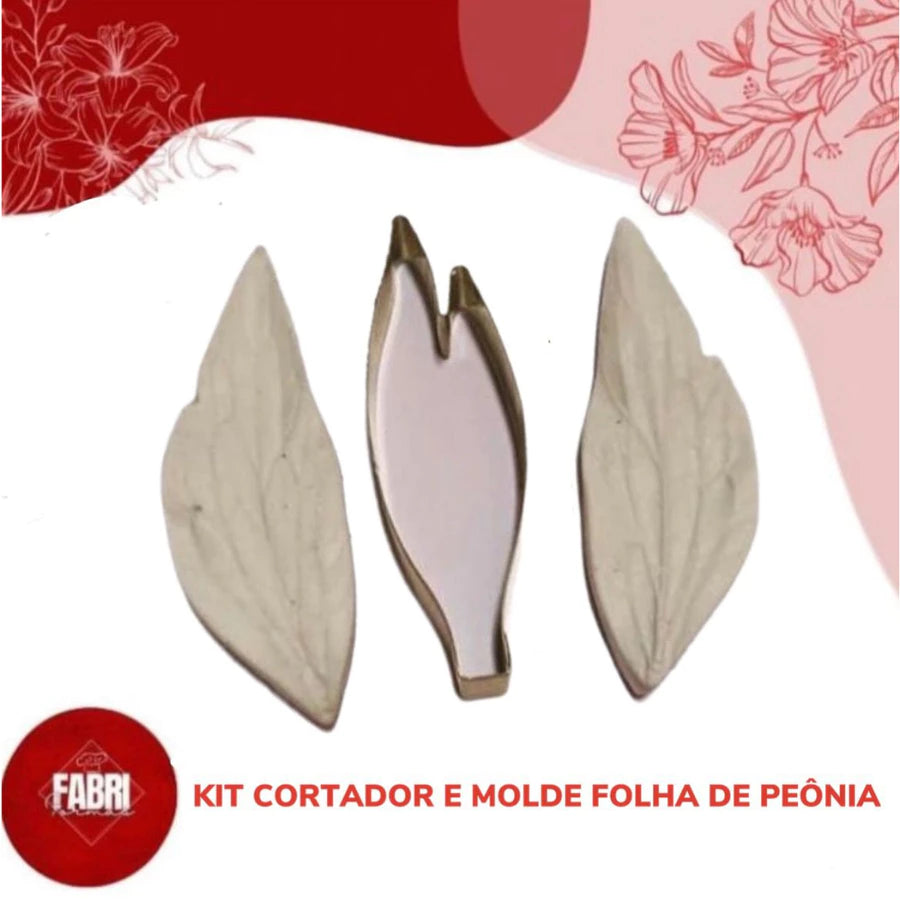 KIT CORTADOR E MOLDE FOLHA DE PEONIA
