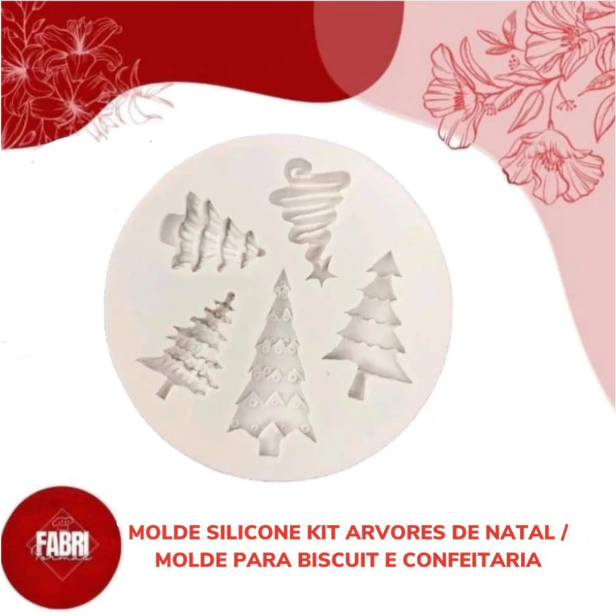 MOLDE SILICONE KIT ARVORES DE NATAL