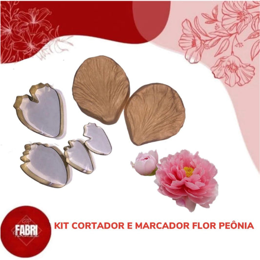 KIT CORTADOR E MARCADOR FLOR PEONIA