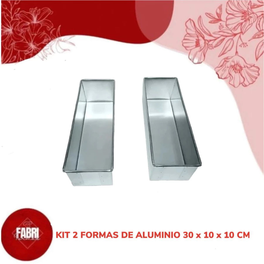 KIT 2 FORMAS DE ALUMINIO 30X10X10 CM