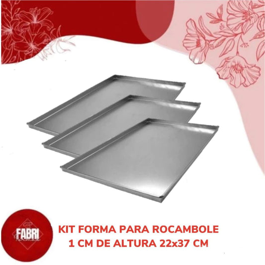 KIT COM 03 FORMAS PARA ROCAMBOLE E BOLO DE ROLO 22X37
